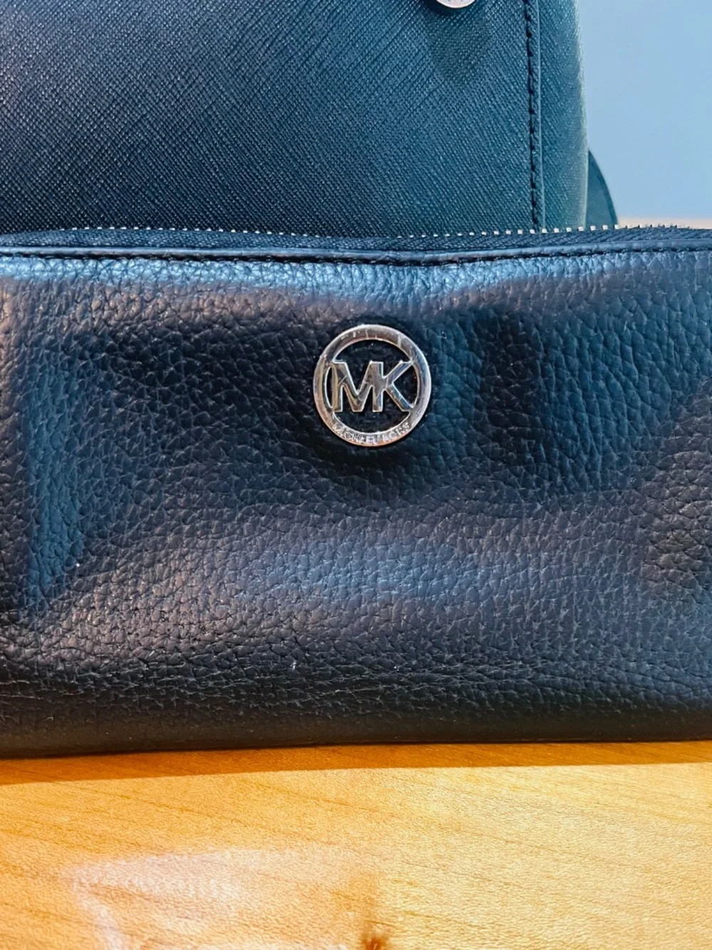 Michael Kors Black Large Saffiano Leather Satchel Silver with Black Wallet